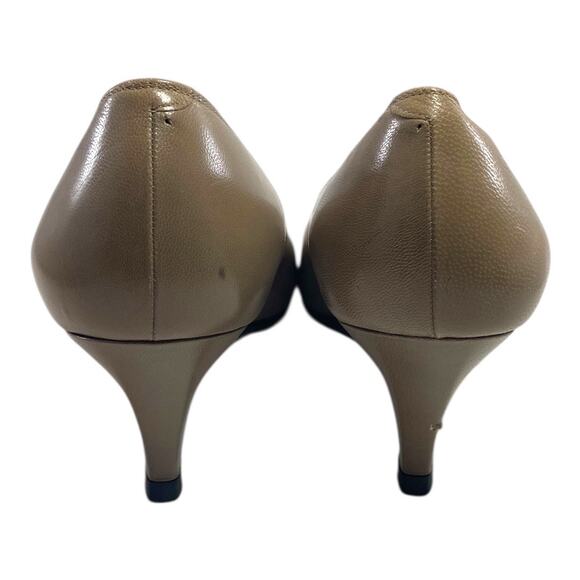 Yves Saint Laurent Vintage Leather Kitten Heel Taupe Snake Inlay Size 6 Heels - Picture 11 of 13